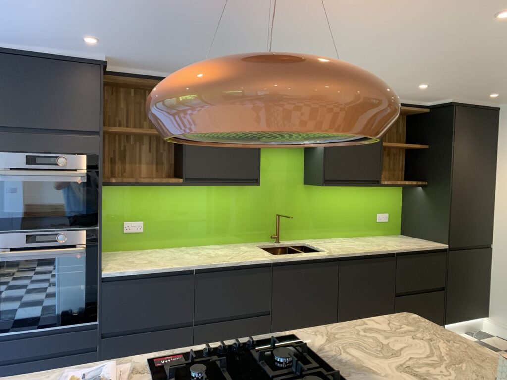 Banstead glass and glazing - an image of a bespoke glass splashbacks produced and installed by Hamilton Glass Products Ltd