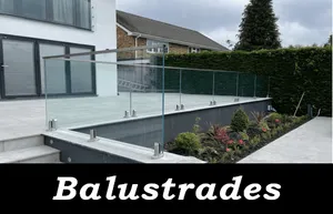 An image of a glass balustrade, produced and installed by Hamilton Glass Products Ltd which can be used to navigate to the balustrades page 