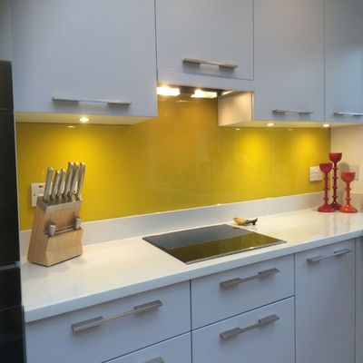 glass splashbacks produced and installed by Hamilton Glass Products Ltd