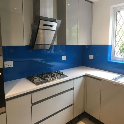 Chessington glass and glazing - an image of a bespoke glass splashback produced and installed by Hamilton Glass Products Ltd
